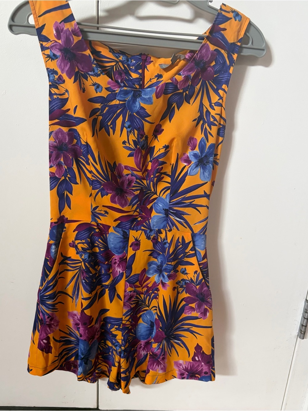 Love Bright Yellow Floral Dress with Blue & Purple Blooms